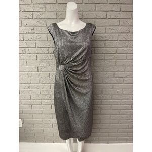 Connected Apparel Lisa Silver Textured Dress Size 12
